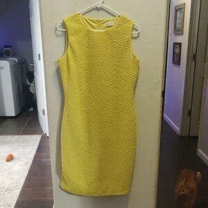 Calvin Klein Yellow Textured Mini Dress
